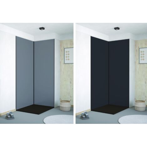 ONDEE ZEN - Pack montage 2 panneaux muraux en angle -  gris & anthracite 120 cm - profilés noirs