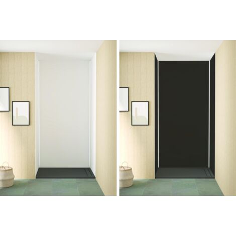 ONDEE ZEN - Pack montage 3 panneaux muraux en niche -  Blanc & Noir 120 cm - profilés blanc