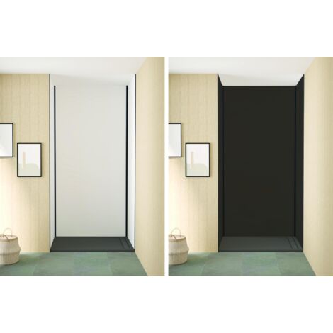 ONDEE ZEN - Pack montage 3 panneaux muraux en niche -  Blanc & Noir 120 cm - profilés noirs
