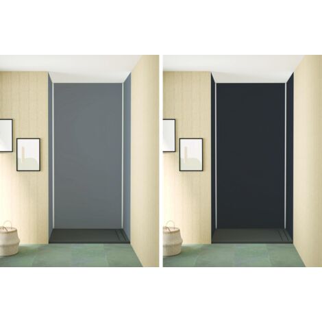 ONDEE ZEN - Pack montage 3 Panneaux muraux en niche - Gris & Anthracite 120 cm - profilés chromés