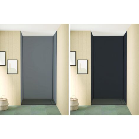 ONDEE ZEN - Pack montage 3 Panneaux muraux en niche - Gris & Anthracite 120 cm - profilés noirs