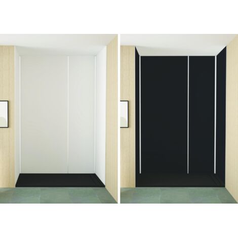 ONDEE ZEN - Pack montage 4 panneaux muraux en niche -  Blanc & Noir 200 cm - profilés blanc