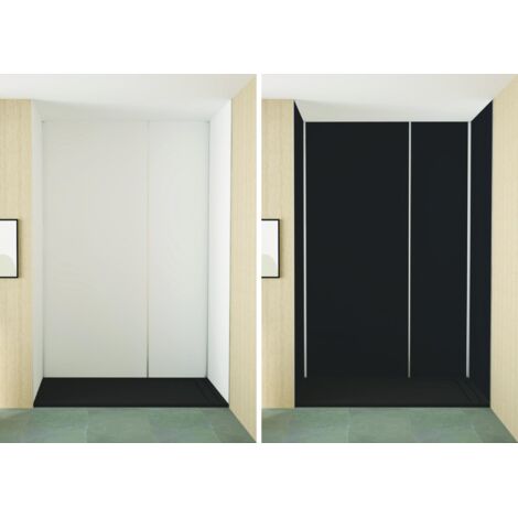 ONDEE ZEN - Pack montage 4 panneaux muraux en niche -  Blanc & Noir 200 cm - profilés chromés
