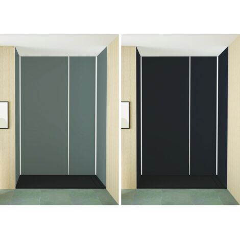 ONDEE ZEN - Pack montage 4 Panneaux muraux  en niche -  Gris & Anthracite 200 cm - profilés blanc