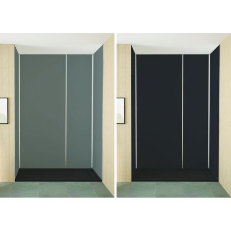 ONDEE ZEN - Pack montage 4 Panneaux muraux en niche - Gris & Anthracite 200 cm - profilés chromés