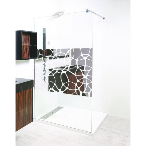 ONDEE ZEN - Paroi de douche ALEA - Verre trempé 10mm - Sérigraphie miroir - 120x200cm