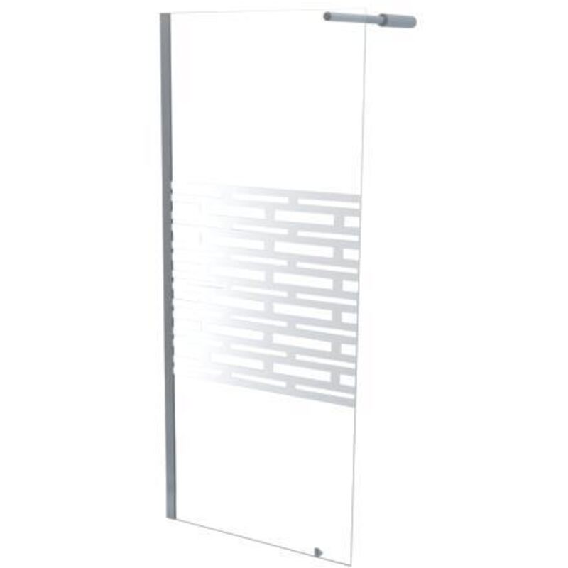 Ondee - zen - Paroi de douche cariba - Finition Chromé Sérigraphié Ep.6mm - 1 volet 90x210cm
