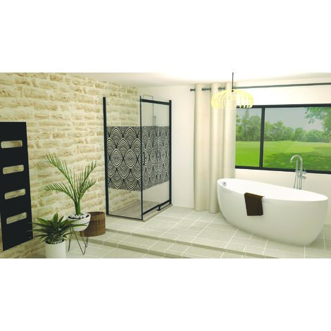 ONDEE ZEN - Paroi latérale UIMI - Retour Fixe - Finition Noir mat - 90x210cm