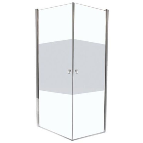 ONDEE ZEN - Porte de douche FRISCO - Finition Chromé - Accès Angle - Verre Givré 90x194,5cm
