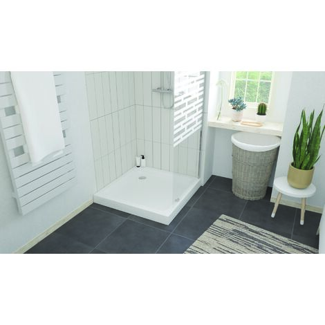 ONDEE ZEN - Receveur de douche  CERA - Picots Antidérapants - 90x90x10cm - Grès - Blanc