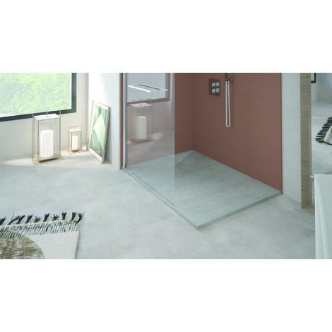 ONDEE ZEN - Receveur de douche  NOLA 3 - 80x170x3cm - Résine - Béton - Bonde - Découpable