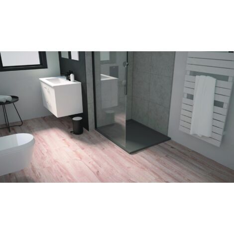 ONDEE ZEN - Receveur de douche SPIRIT 3 - 80x100x3 - Résine - Anthracite - Bonde - Découpable