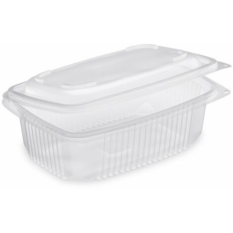 ONDIPACK 800 - Vaschette per microonde e uso caldo con coperchio bombato a cerniera, capacità 800 ml - CONFEZIONE DA 50 PEZZI