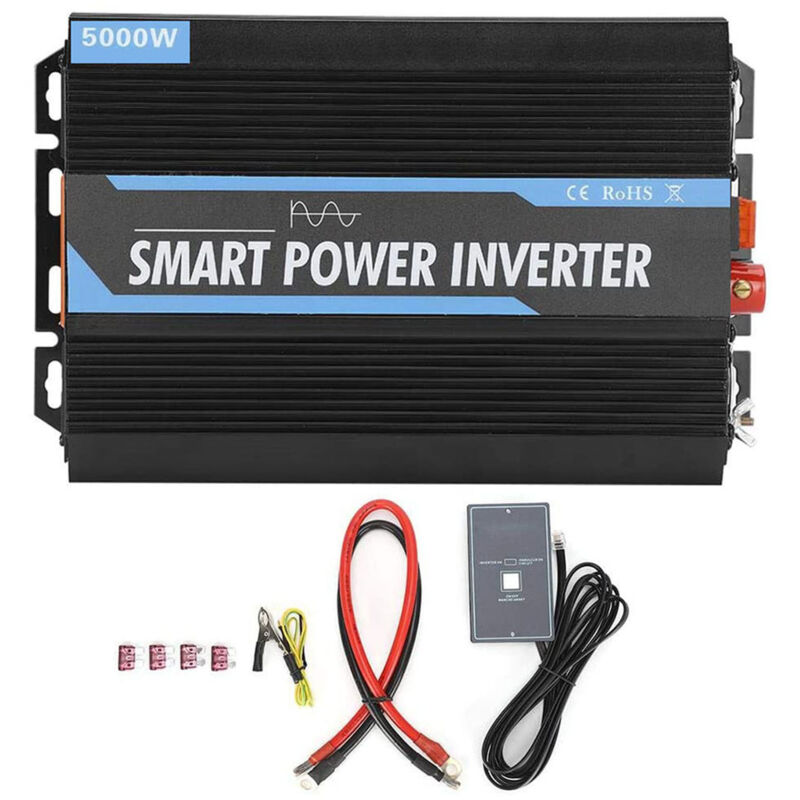 Onduleur 5000W Onduleur à onde sinusoïdale pure 12V DC 220V AC Puissance de crête 10000W pour voiture RV
