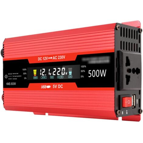 Onduleur de puissance de voiture 500W, convertisseur AC solaire LCD numérique à onde sinusoïdale modifiée avec prises, Port de charge USB, interrupteur marche/arrêt pour panneau de camping-car