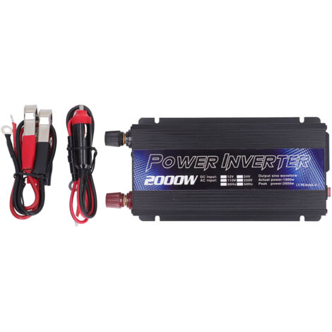 Onduleur de Voiture 2000W en Alliage d'Aluminium - Convertisseur Solaire Universel à Onde Modifiée Silencieux pour Charge Polyvalente