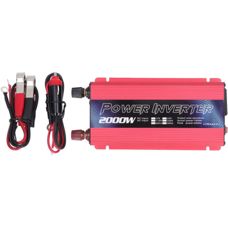 Onduleur de Voiture 2000W Silencieux en Alliage d'Aluminium, Convertisseur de Puissance Solaire Universel à Onde Sinusoïdale Modifiée pour Charge Polyvalente