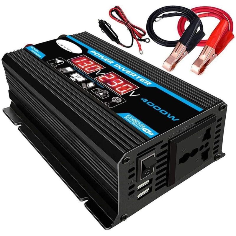 Ikodm - Onduleur de Voiture 3000W dc 12V à 220V transformateur avec Chargeur de Prise Universel usb onduleur à Onde sinusoïdale modifiée (Color :