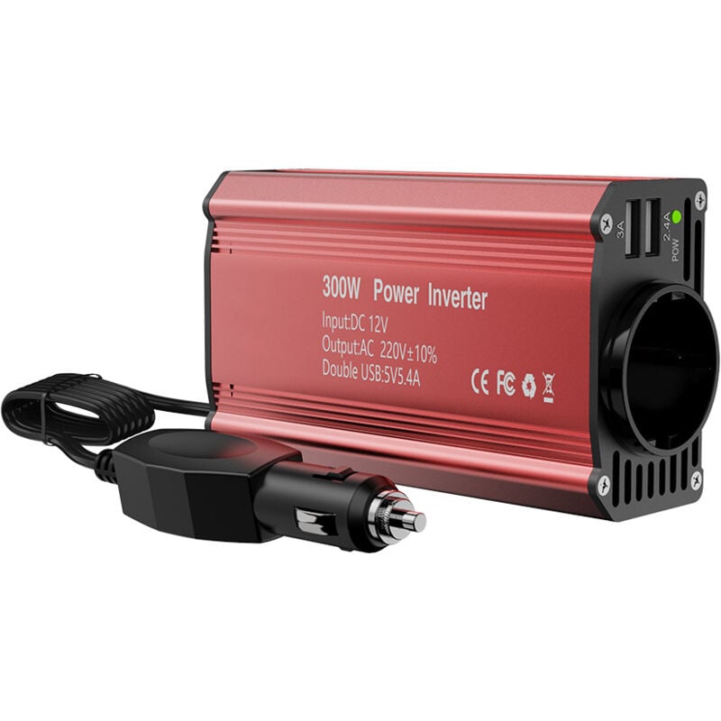 Onduleur de voiture 300W 12v à 110v, convertisseur d'alimentation avec double USB pour voiture