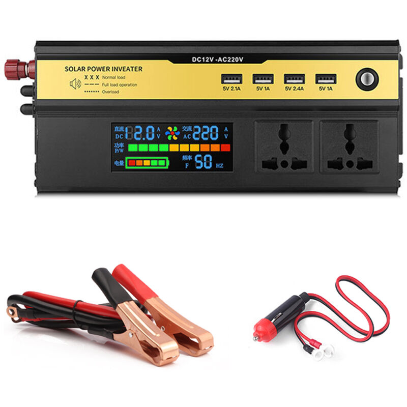 Lifcausal - Onduleur de voiture 6000 w led Onduleur sinusoïdal modifié numérique Convertisseur 12 v à 220 v avec prises ca 4 ports de charge usb pour