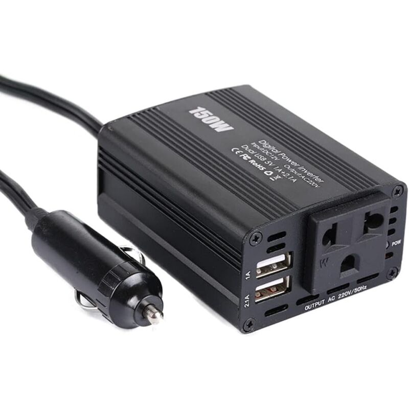 Tonchean - Onduleur De Voiture,Transformateur De Courant Automatique Convertisseur 150w Convertisseur De Tension Double usb Power Inverter Prise ue