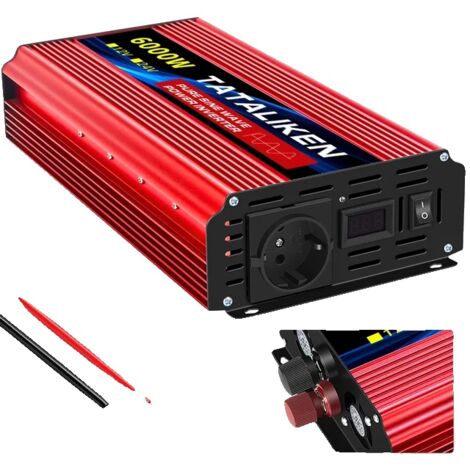 Onduleur, onde sinusoïdale pure, convertisseur intégré, 12V 6000W 220V EU