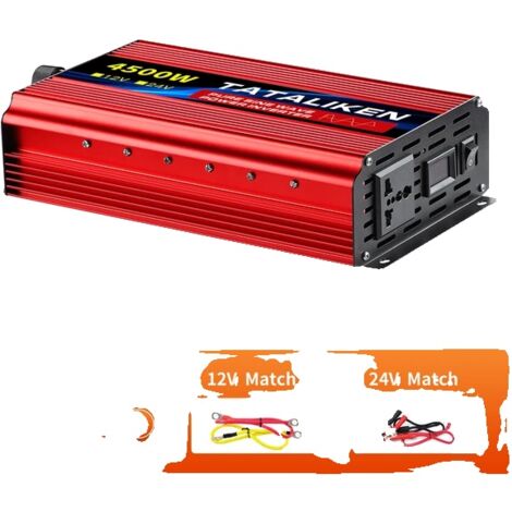 Onduleur, onde sinusoïdale pure, prise universelle, 12V4500W 220V