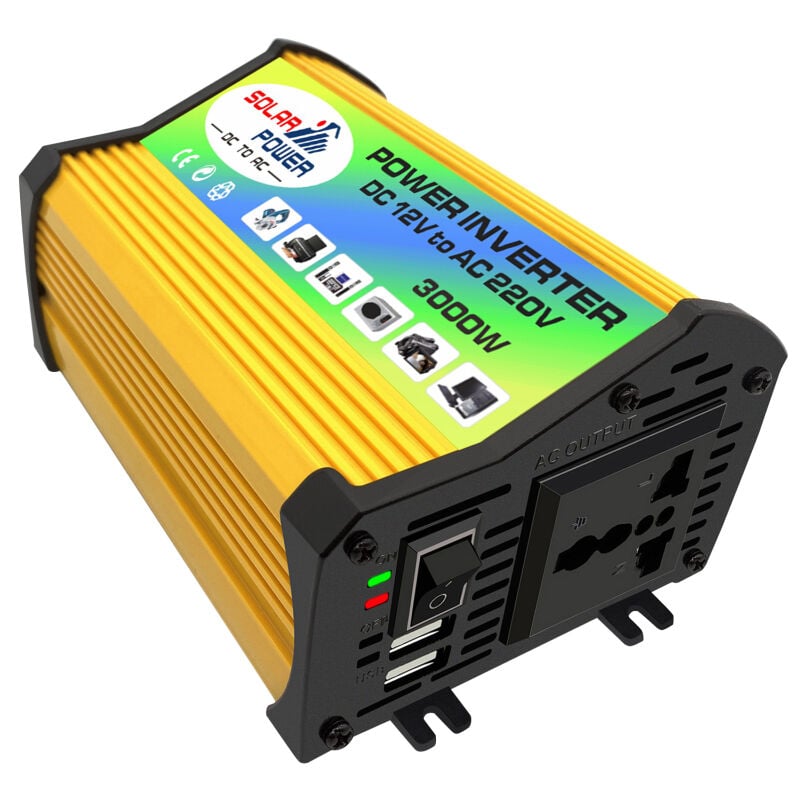Lifcausal - Onduleur à onde sinusoïdale modifiée Peaks Power 3 000 w, convertisseur haute fréquence dc 12 v vers ac 220 v, chargeur de voiture avec