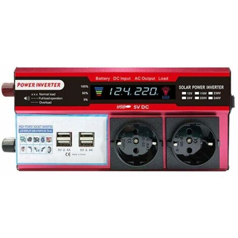 Onduleur solaire haute efficacité onduleur à onde sinusoïdale pure maison voiture RV convertisseur d'énergie solaire avec écran LCD 1000W