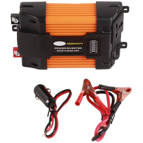 Onduleur Solaire Véhicule 4000W à Onde Modifiée avec Écran Batterie LED et Double Ports USB