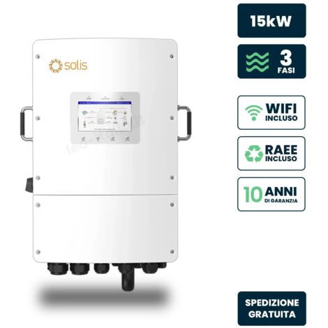 Onduleur V-TAC Solis Triphasé Hybride 15kW CEI 0-21 WiFi TA IP66