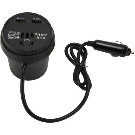 Onduleur Voiture 150W avec Ports Charge Rapide QC3.0, Convertisseur DC 12V/24V vers AC 110V/220V pour Camping, Bureau Extérieur et Voyages