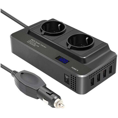 Onduleur Voiture 200W Convertisseur Puissance 12V 220V Prise Europe Noir
