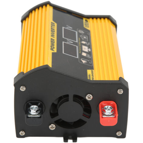 Onduleur Voiture 300W 12V/220V avec Ports USB et Écran LCD, Convertisseur de Tension Jaune