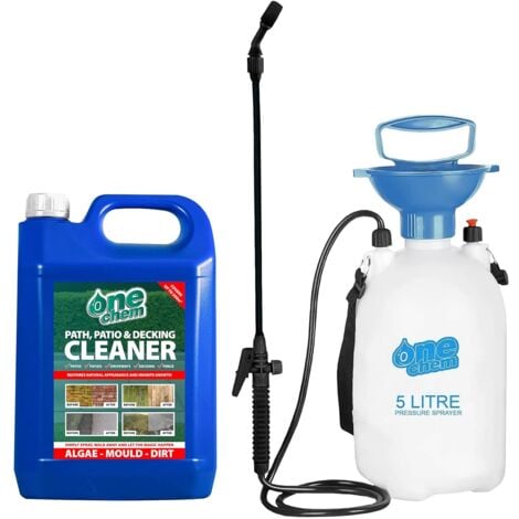 One Chem - 5L + 5L One Chem Sprayer - Heavy Duty Patio Cleaner - Path Cleaner Concentrate