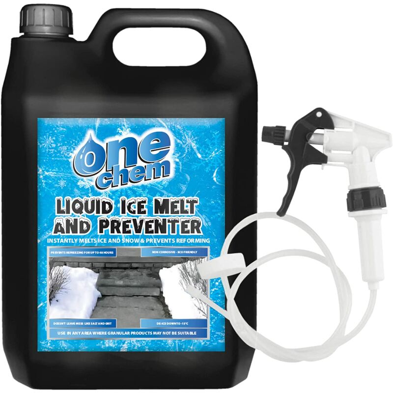 One Chem - Liquid Ice Melt and Preventer - 5L with Long Hose Trigger - Works Down to -15 Degrees Celsius…