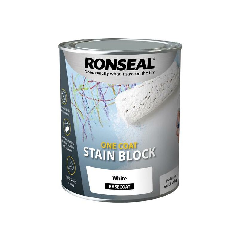 Ronseal - 37301 One Coat Stain Block White 750ml RSLOCSBW750