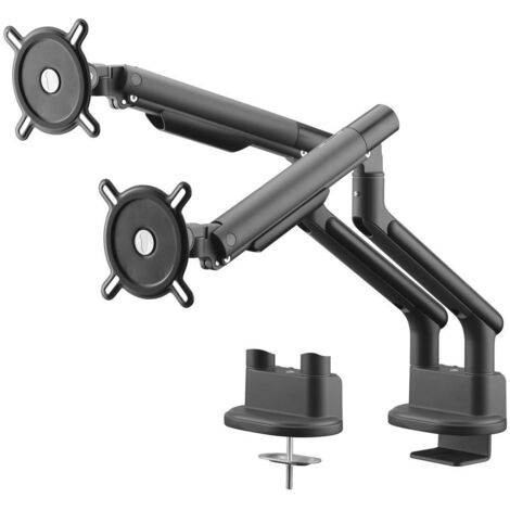 One For All Design Dual black Support de table pour écran 33 cm (13") - 81,3 cm (32") noir réglable en hauteur, inclinable + rotatif, mobile Y869113
