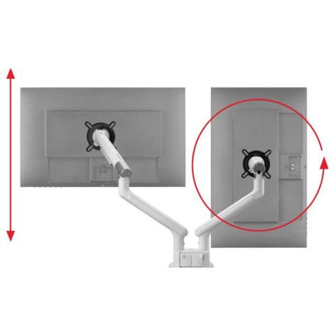 One For All Design Dual white Support de table pour écran 33 cm (13") - 81,3 cm (32") blanc réglable en hauteur, inclinable + rotatif, mobile Y869133