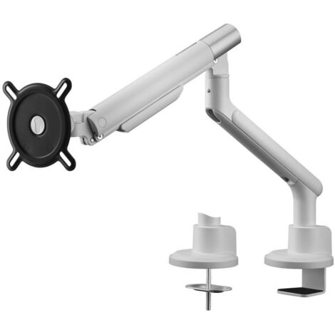 One For All Design Single white Support de table pour écran 33 cm (13") - 88,9 cm (35") blanc réglable en hauteur, inclinable + rotatif, mobile Y869123