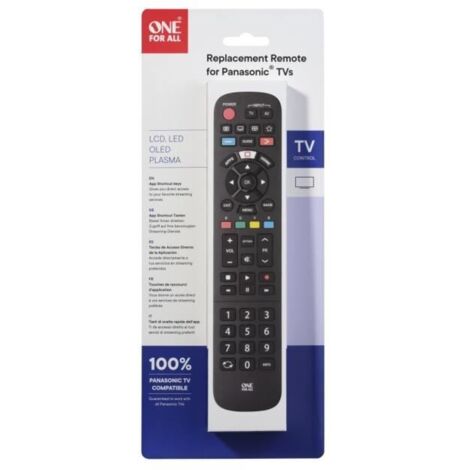 One For All URC4914 - Ersatzfernbedienung für Panasonic-Fernseher - Universalfernbedienung für alle Panasonic-Fernseher - Schwarz