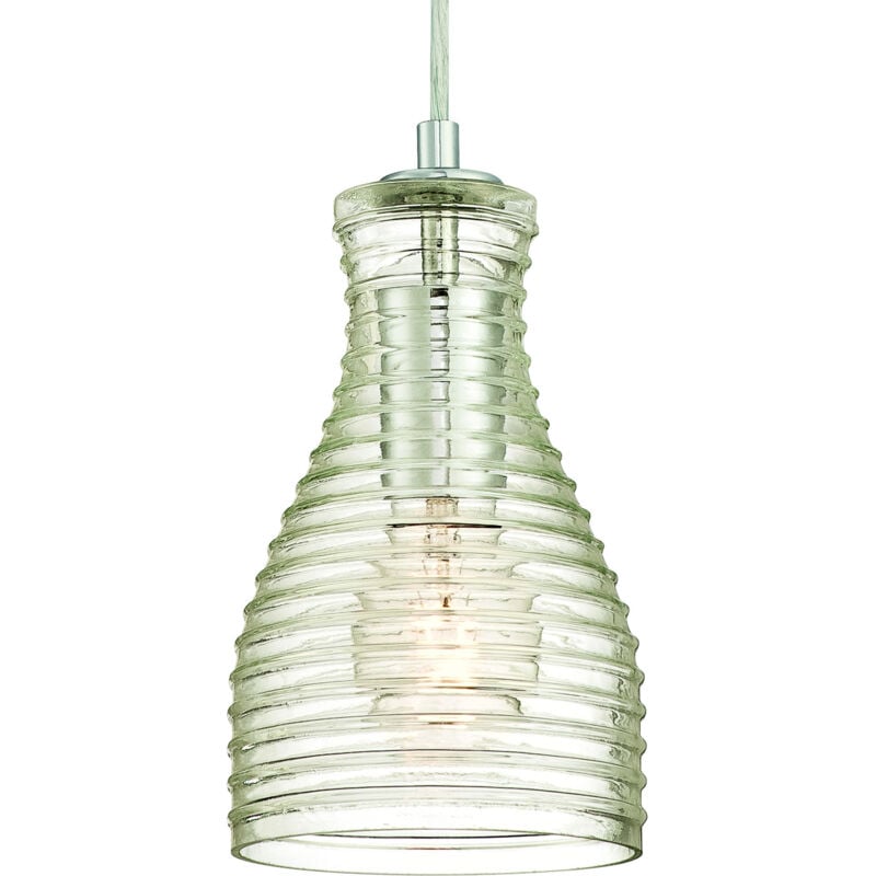 One-Light Pendant Chrome with Ribbed Glass