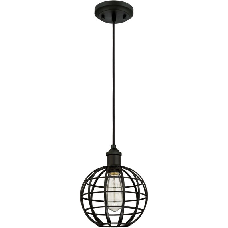 One-Light Pendant Matt black with globe cage