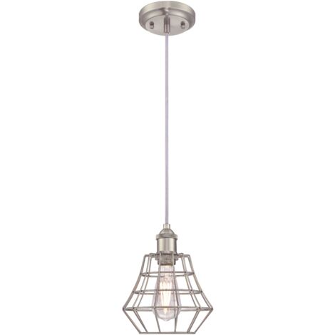 One-Light Pendant Nathan Brushed Nickel Angled Cage