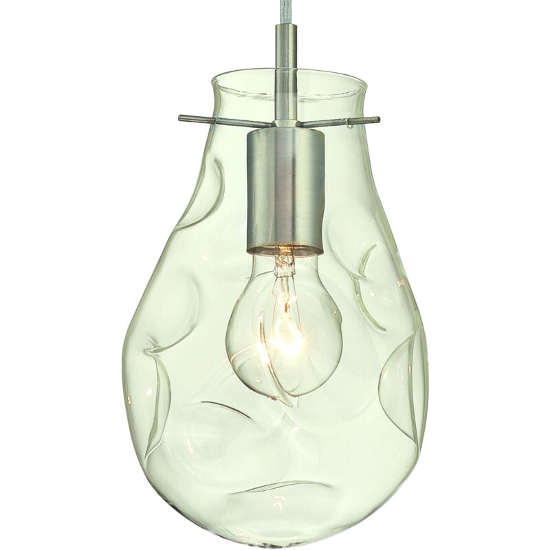 One-Light Pendant Nickel with Clear Indented Glass