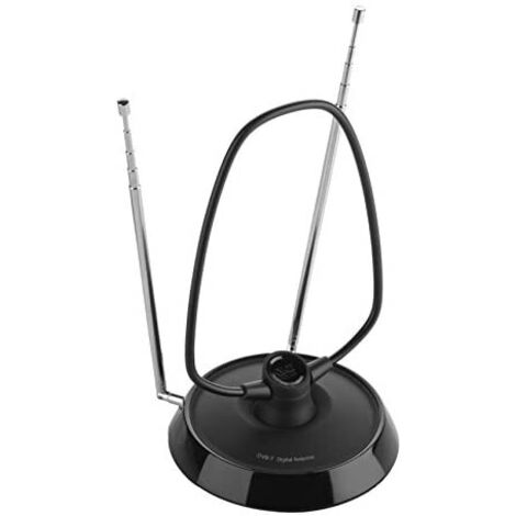 One Per tutti i SV9033, Antenna TV da interno, Riceve DTT in un raggio d'azione di 5 km, Antenna digitale HDTV, Include cavo coassiale ad alte prestazioni, VHF/UHF, Nero