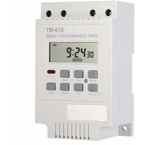 One Piece 220V Programmateur hebdomadaire numérique Commutateur de minuterie Économie d'énergie Appareil Commutateur Lampe TV Radio Appareils électroménagers (Blanc) -75 52 116mm