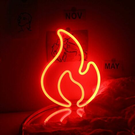 One Piece Flame Neon Wall Mounted Red Neon LED Sign Illuminating Flame Neon Night Light pour Chambre Bar Restaurant Boutique Décorations pour la maison 22,5 x 30,5 x 2,2 mm