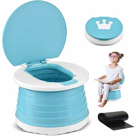 One Piece Infant Pot Pot Pot Bébé Enfant Portable Pliable Pot Enfants Voyage Toilette Apprentissage Nettoyage Enfants Garçons Filles Voiture Pot Intérieur Extérieur Parc Camping (Vert)