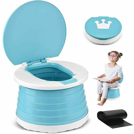 One Piece Infant Pot Pot Pot Bébé Enfant Portable Pliable Pot Enfants Voyage Toilette Apprentissage Nettoyage Enfants Garçons Filles Voiture Pot Intérieur Extérieur Parc Camping (Vert)